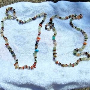 2 Natural Stone Jade,Amythest,and Jasper Stones Necklaces